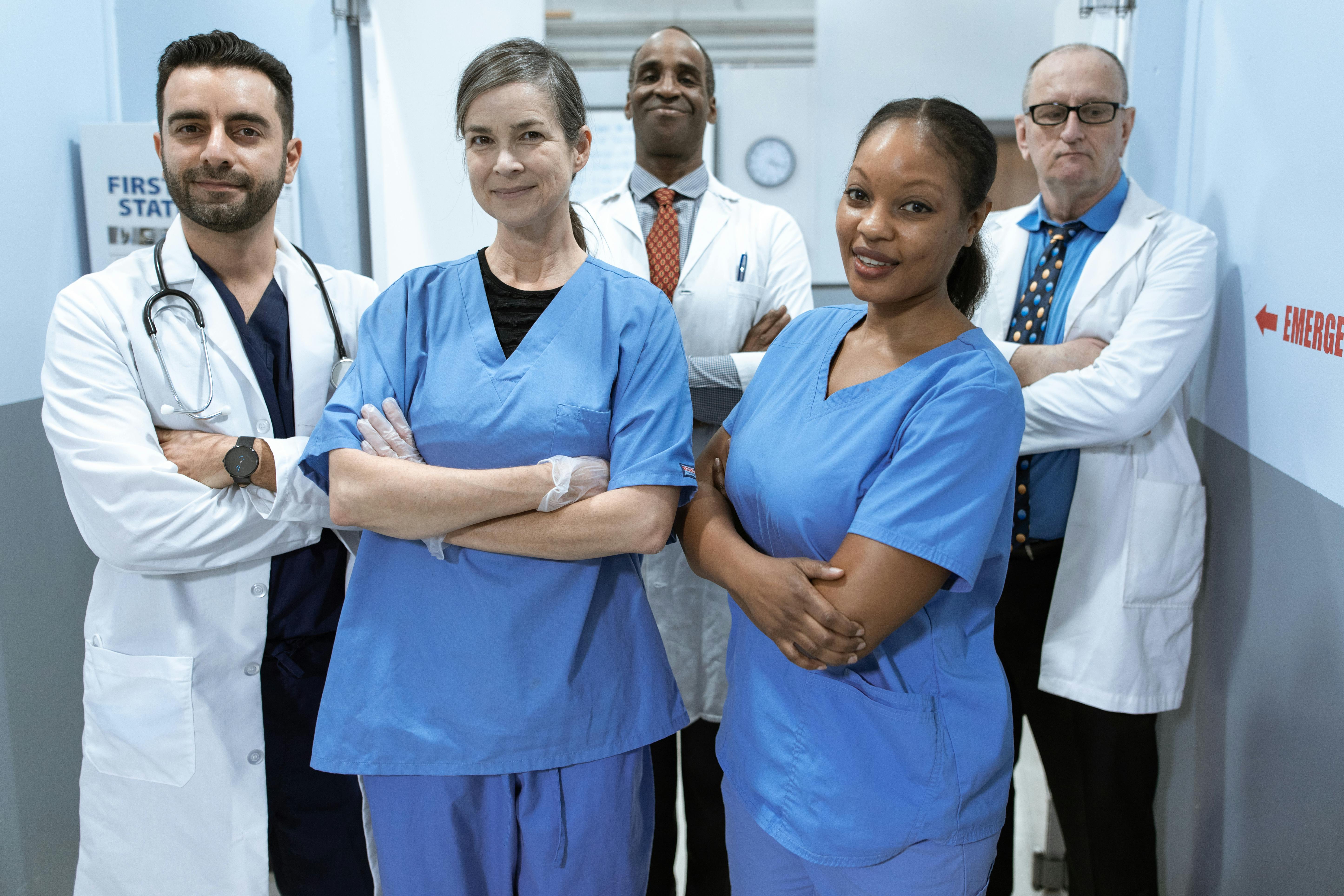 Hospital care team standing together
